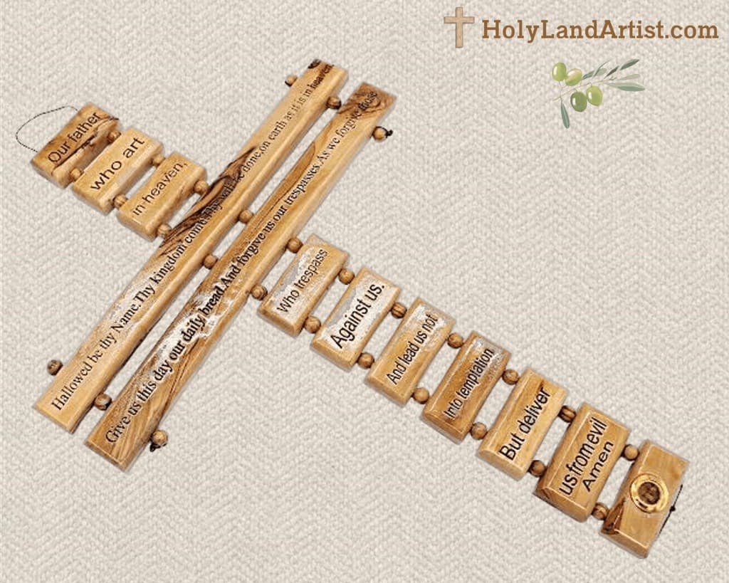 Hanging Cross with Lords Prayer - Image 2