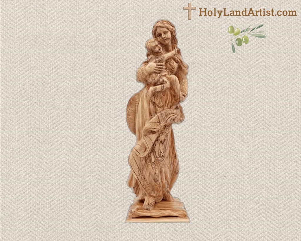 Virgin Mary Carrying baby Jesus Statue