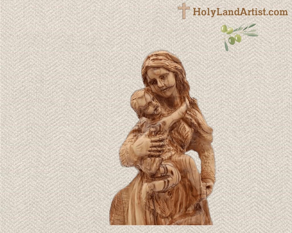 Virgin Mary Carrying baby Jesus Statue