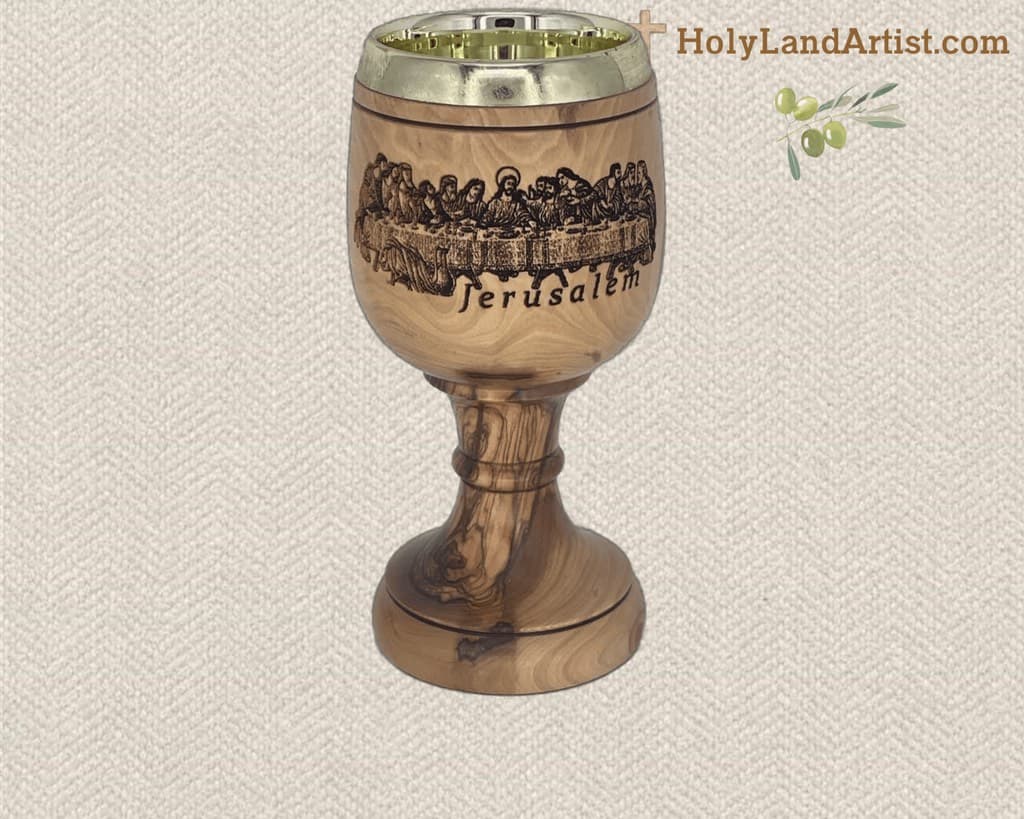 Jerusalem Wine Chalice with Last Supper Engraving