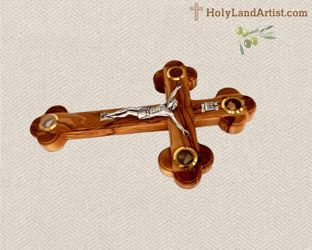 11 Inch Crucifix with Holy Land Fragments - Image 3